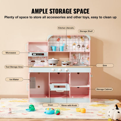 TLG81021 - VEVOR Kids Wooden Kitchen Playset with 24 Accessories