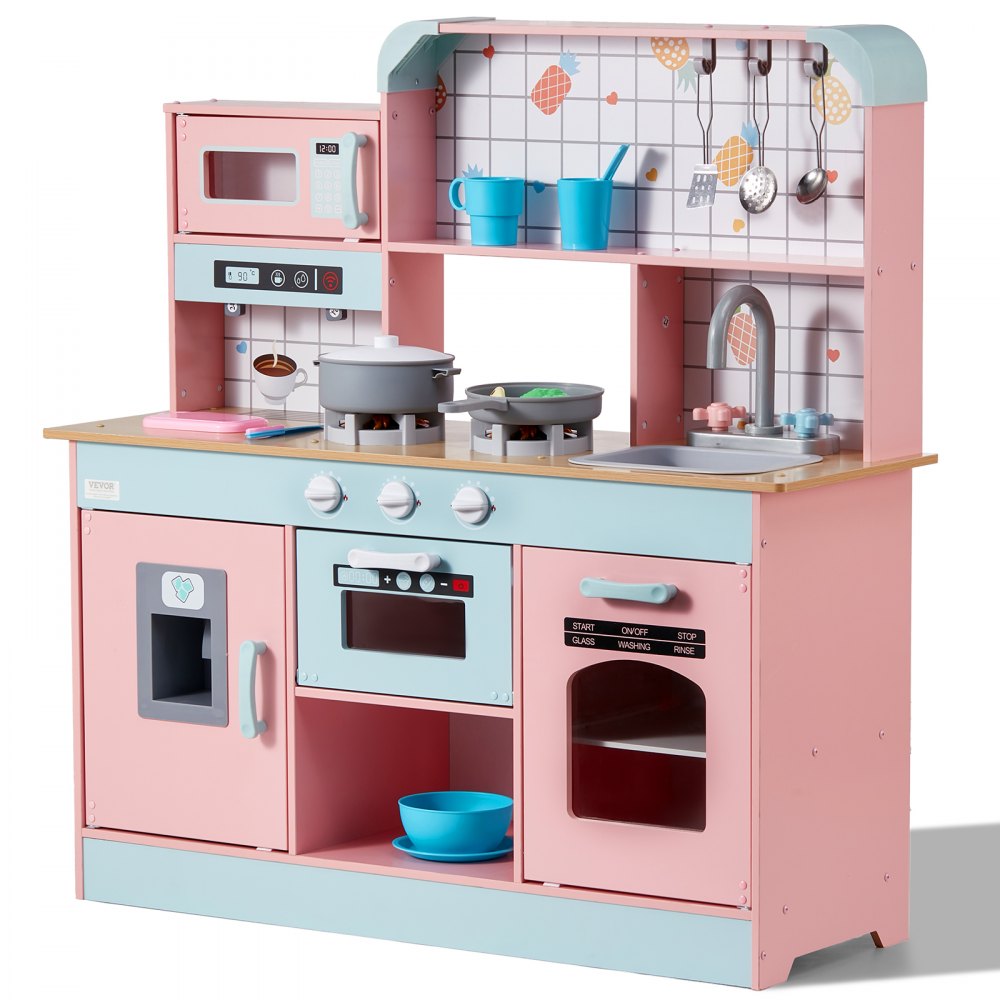TLG81021 - VEVOR Kids Wooden Kitchen Playset with 24 Accessories