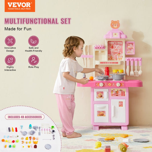 1234-8F - VEVOR Kids Compact Kitchen Playset with Realistic Sounds and Lights