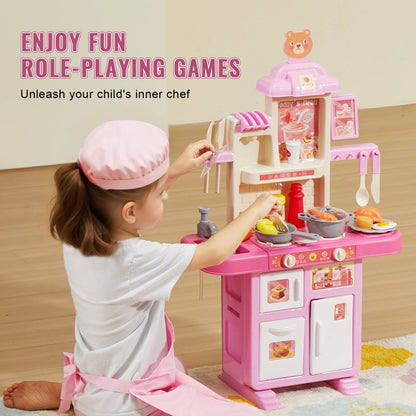 1234-8F - VEVOR Kids Compact Kitchen Playset with Realistic Sounds and Lights