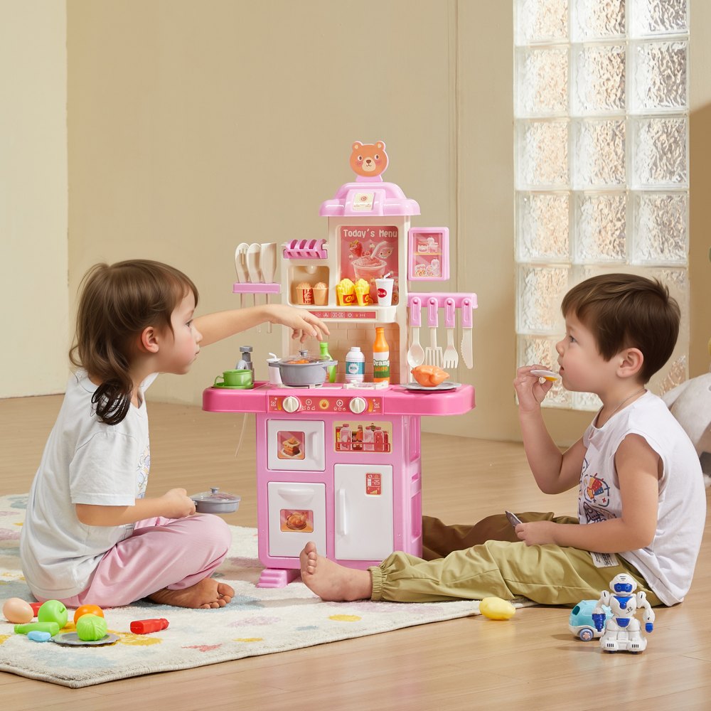 1234-8F - VEVOR Kids Compact Kitchen Playset with Realistic Sounds and Lights