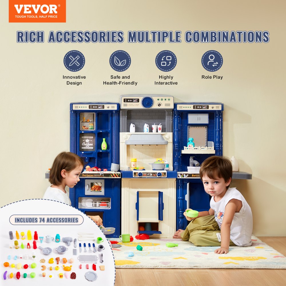 1234-7D - VEVOR Kids Cooking Playset - 50.4" Spacious Pretend Kitchen