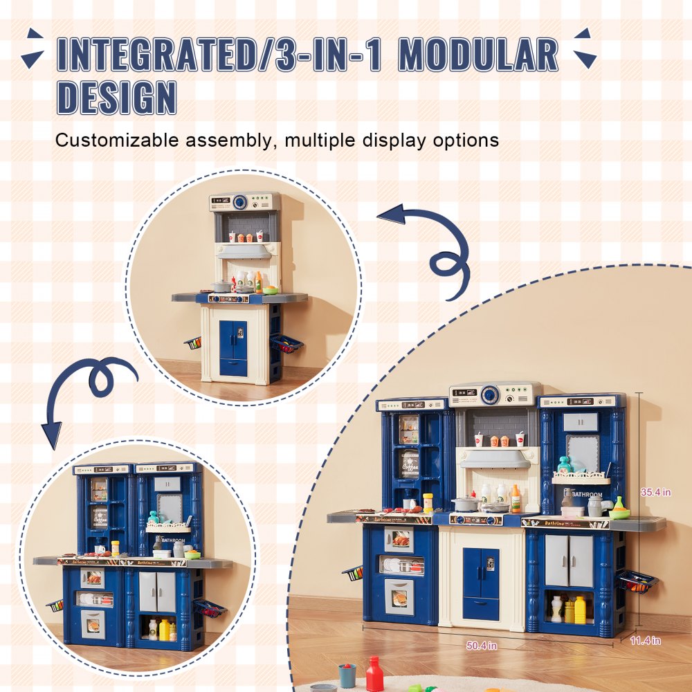1234-7D - VEVOR Kids Cooking Playset - 50.4" Spacious Pretend Kitchen