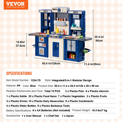 1234-7D - VEVOR Kids Cooking Playset - 50.4" Spacious Pretend Kitchen