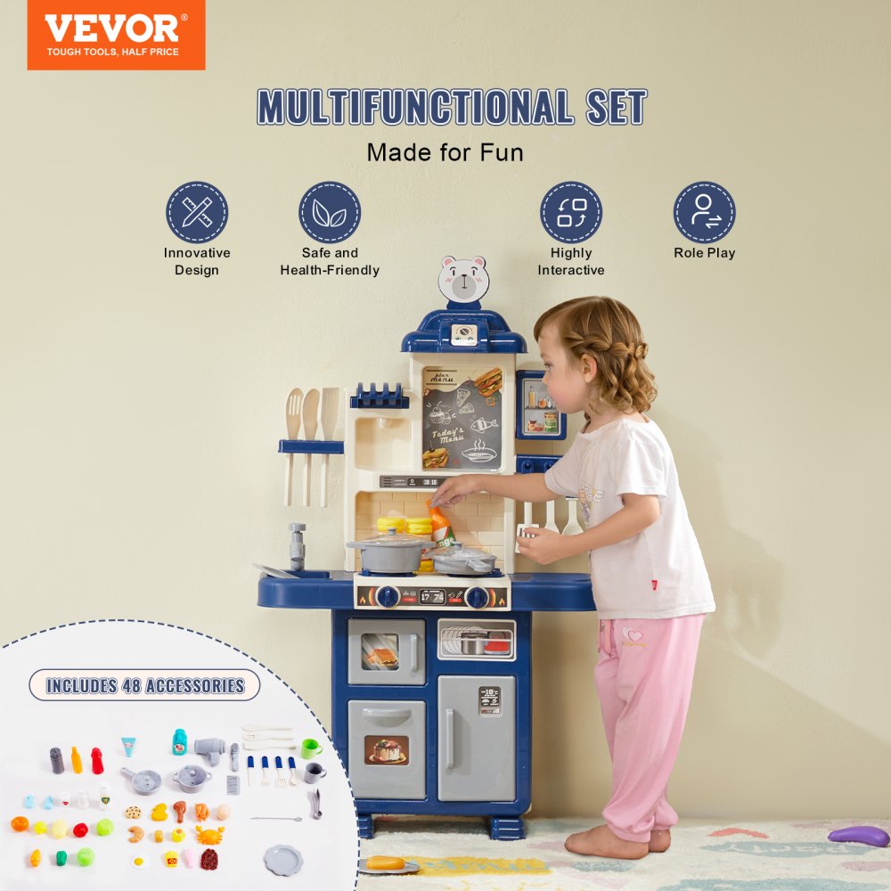 1234-8D - Compact VEVOR Kids Kitchen Set with Lights & Sounds - 18.5 x 9.4 in