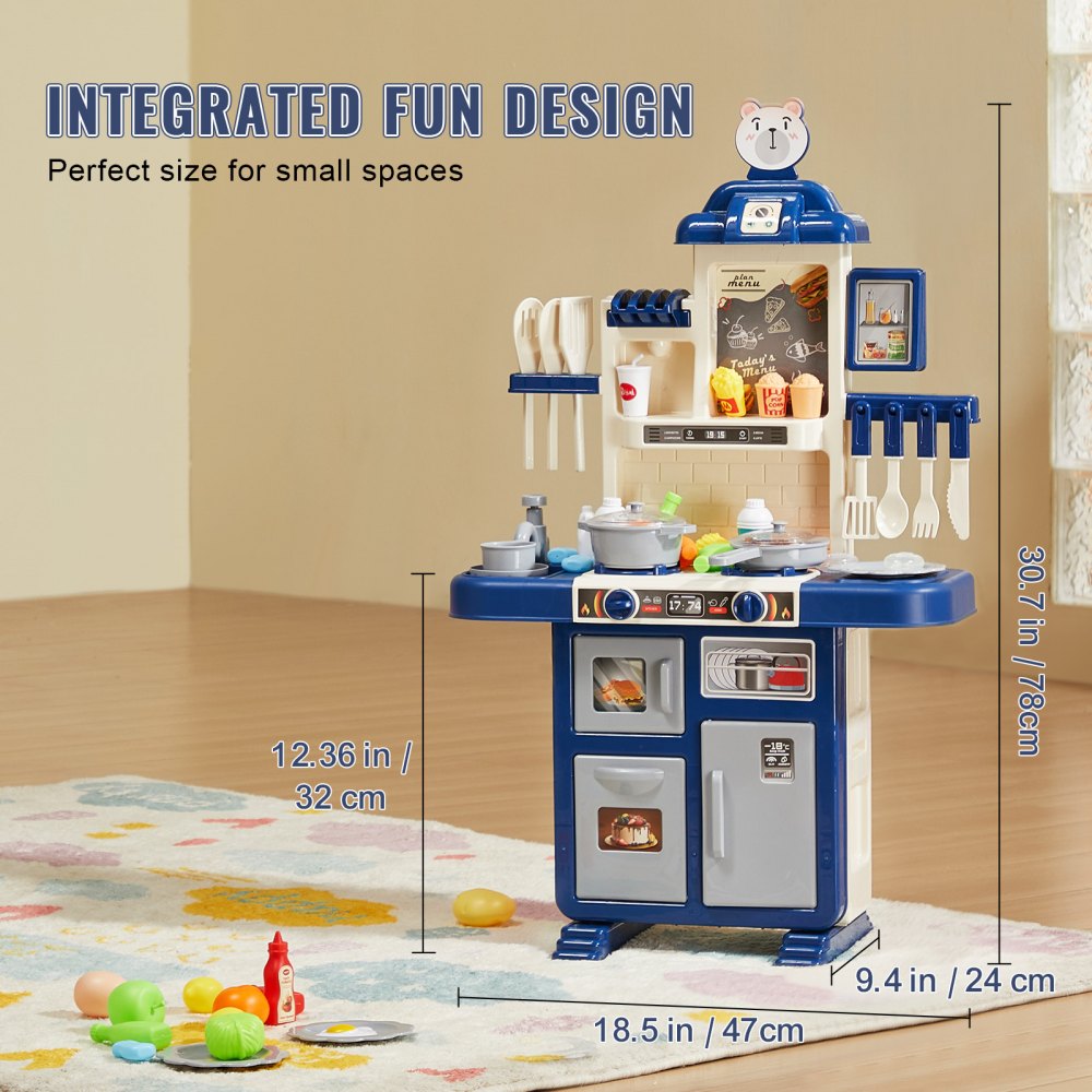 1234-8D - Compact VEVOR Kids Kitchen Set with Lights & Sounds - 18.5 x 9.4 in