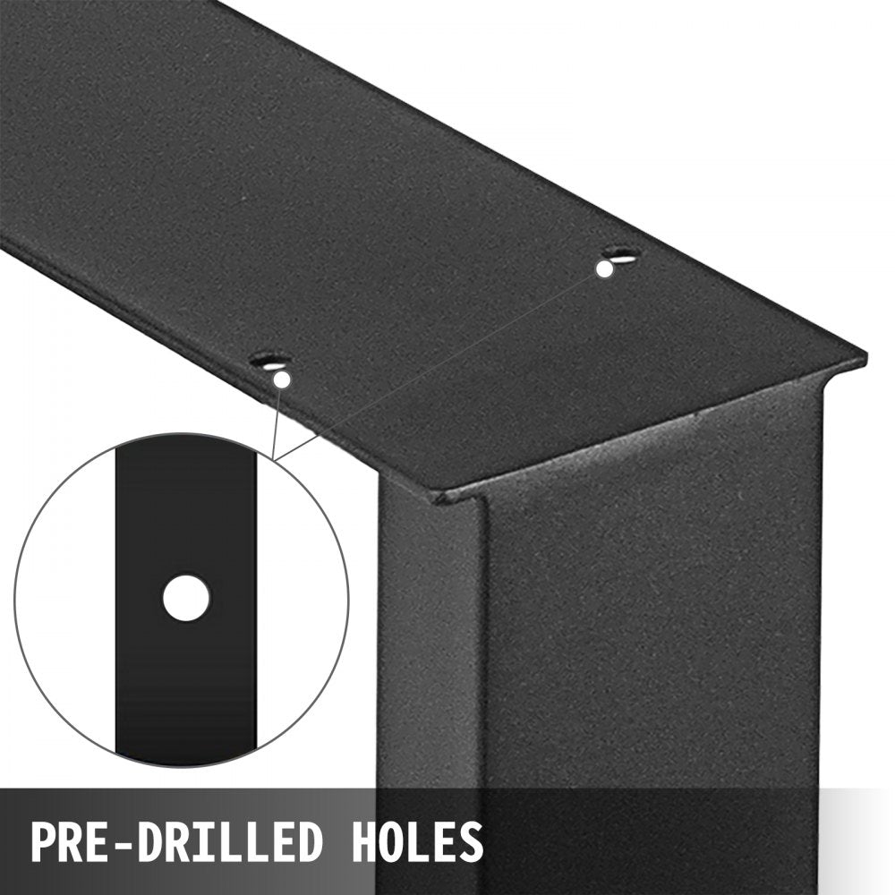 010178680615 - Heavy-Duty Black Metal Table Legs, 31.5” Square Design