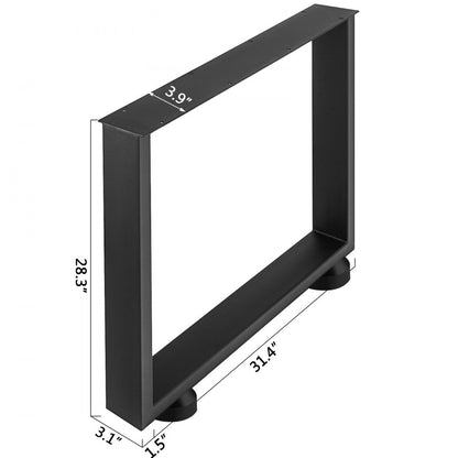 010178680615 - Heavy-Duty Black Metal Table Legs, 31.5” Square Design