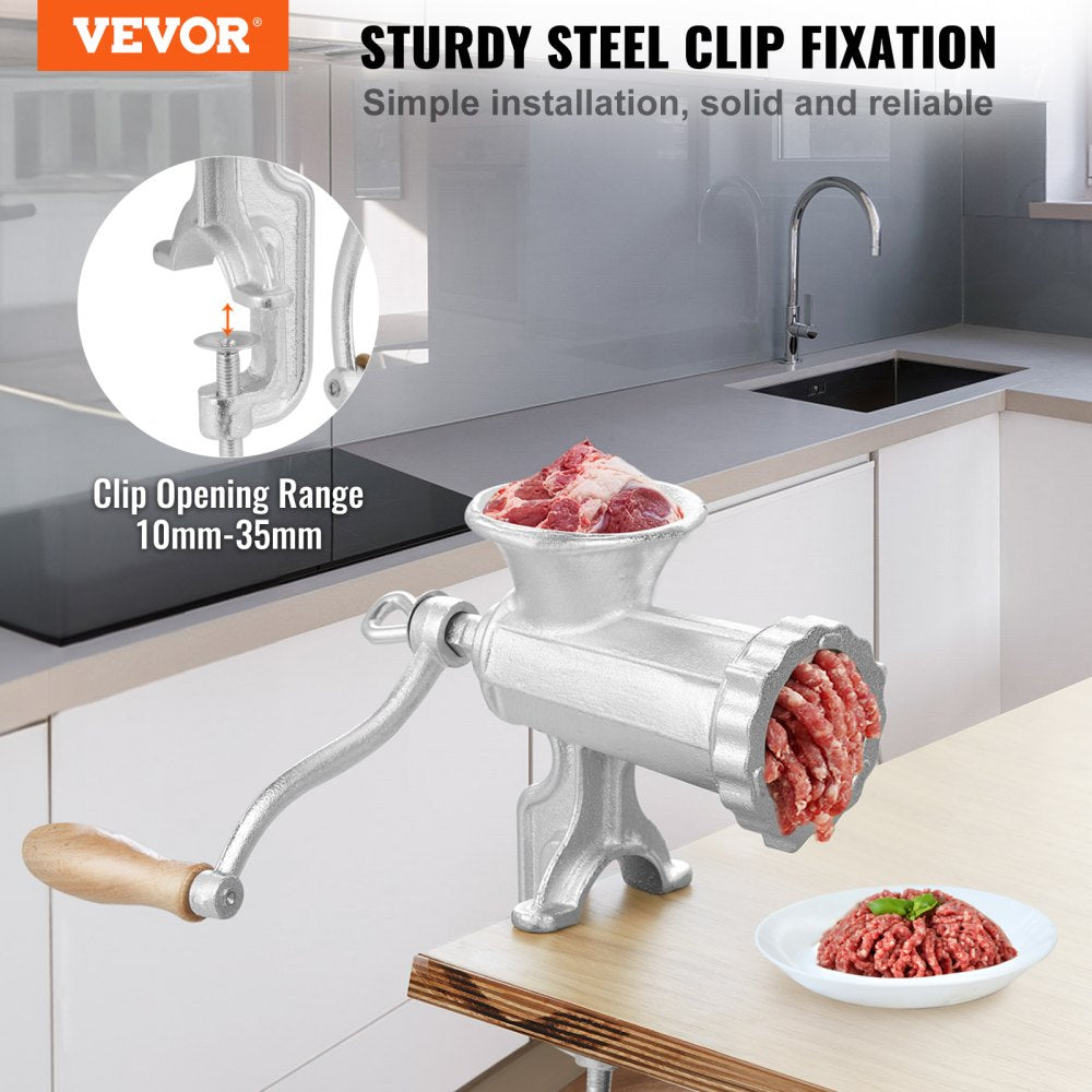 S#8 - Heavy-Duty Cast Iron Meat Grinder with Table Clamp & Versatile Accessories