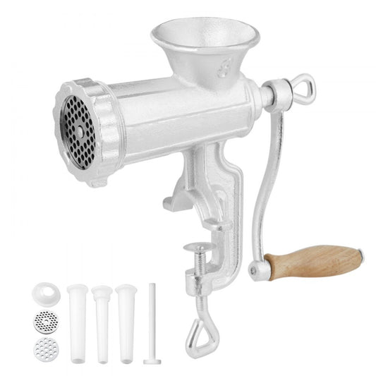 S#8 - Heavy-Duty Cast Iron Meat Grinder with Table Clamp & Versatile Accessories