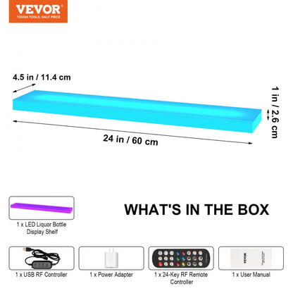 1 Layer 24 Inches - 24-Inch LED Acrylic Liquor Display Shelf for Bars