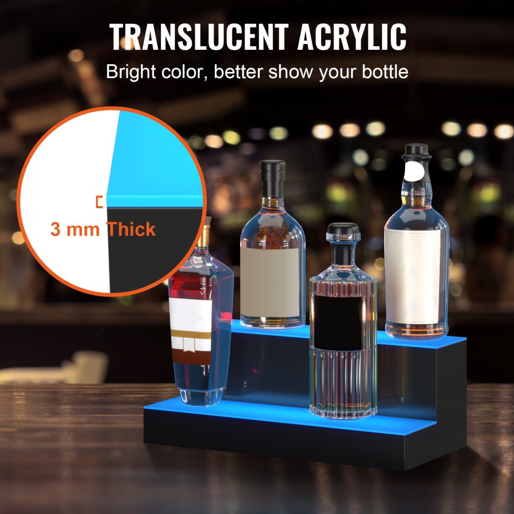 2 Layer 16 Inches - 16-Inch Premium LED Liquor Bottle Display Shelf