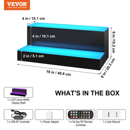 2 Layer 16 Inches - 16-Inch Premium LED Liquor Bottle Display Shelf