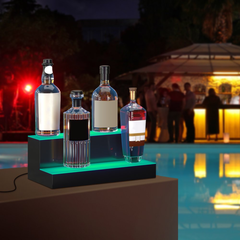 2 Layer 16 Inches - 16-Inch Premium LED Liquor Bottle Display Shelf