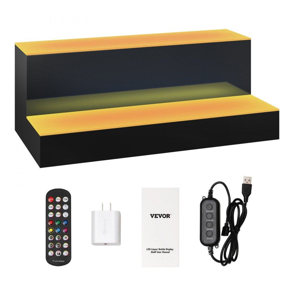 2 Layer 16 Inches - 16-Inch Premium LED Liquor Bottle Display Shelf