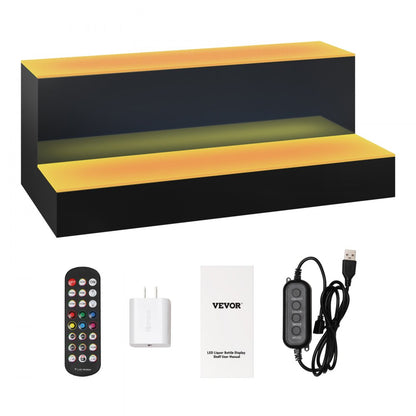 2 Layer 16 Inches - 16-Inch Premium LED Liquor Bottle Display Shelf