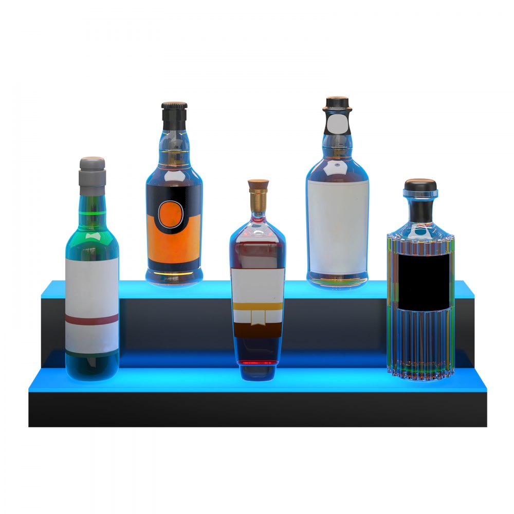 2 Layer 24 Inches - Premium 24-Inch LED Acrylic Liquor Bottle Shelf