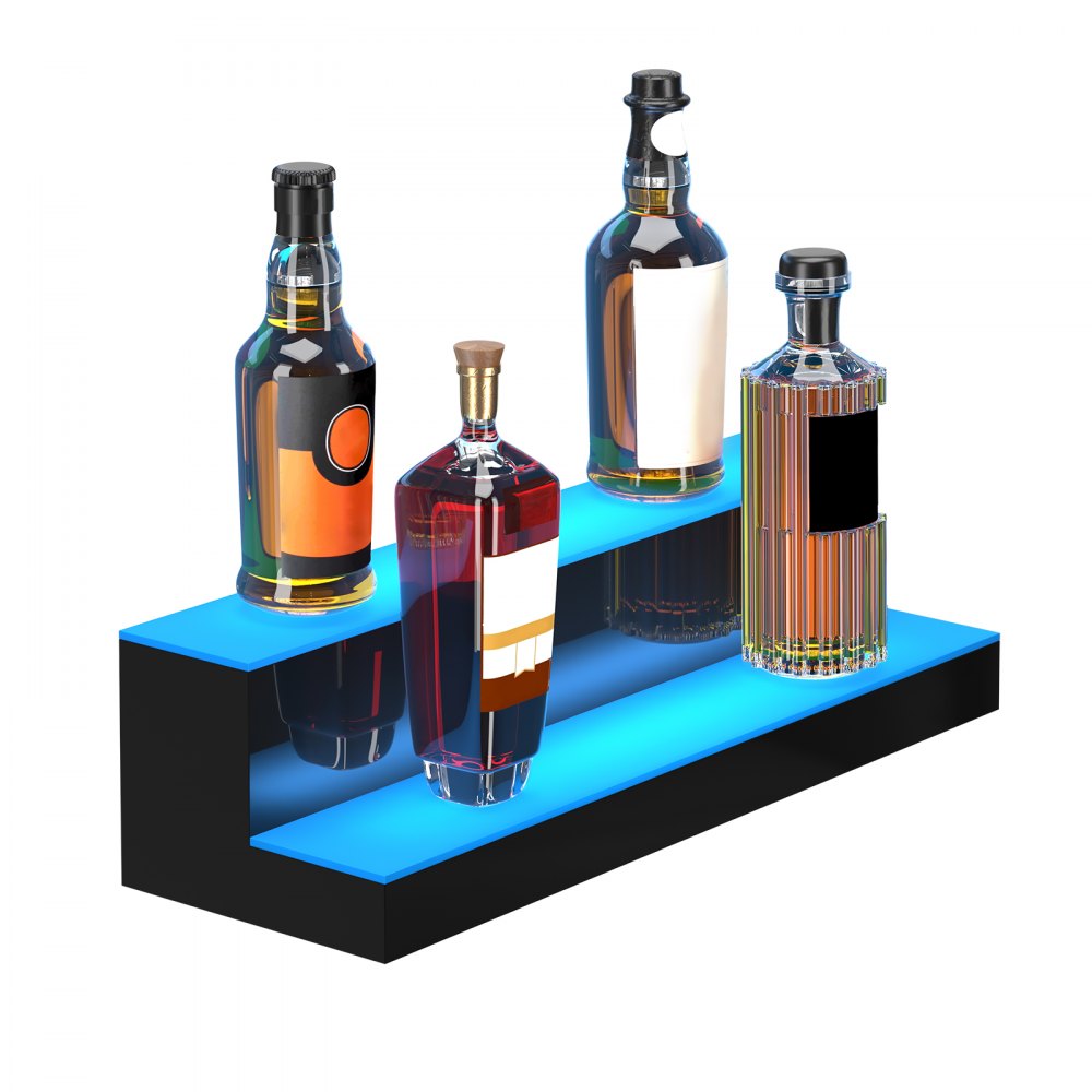 2 Layer 24 Inches - Premium 24-Inch LED Acrylic Liquor Bottle Shelf