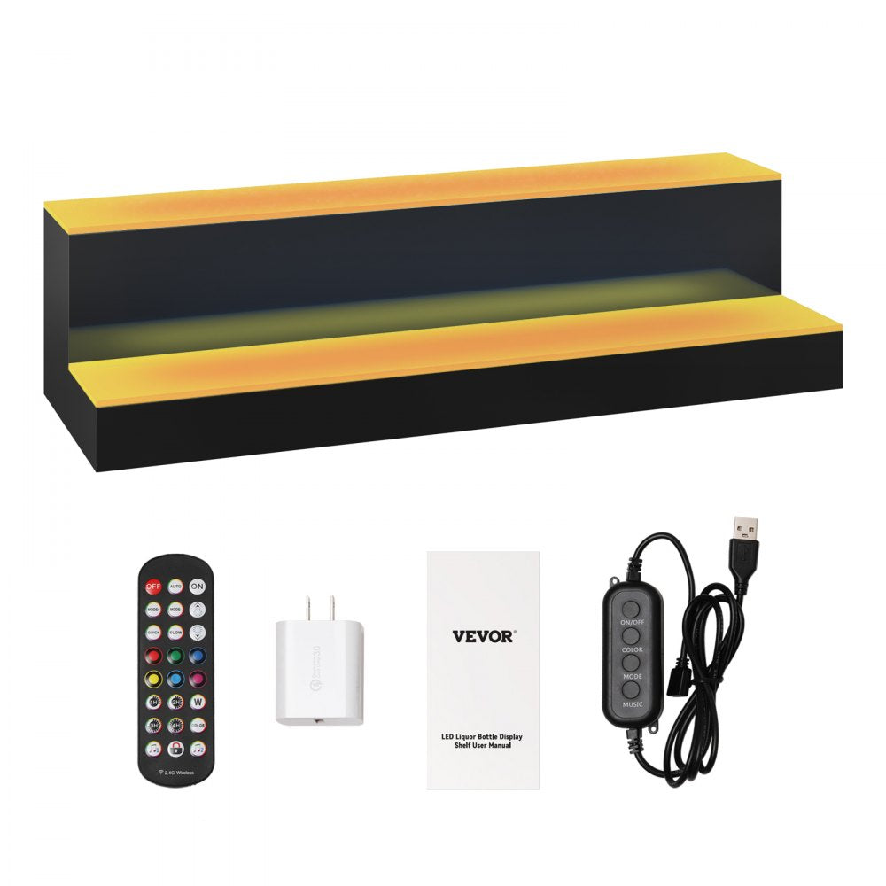 2 Layer 24 Inches - Premium 24-Inch LED Acrylic Liquor Bottle Shelf