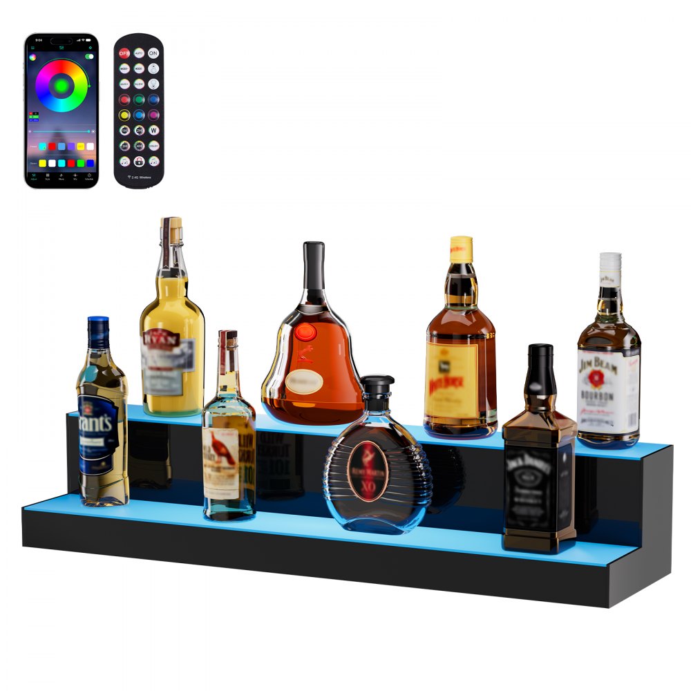 2 Layer 30 Inches - LED Illuminated Double Shelf for 16 Bottles
