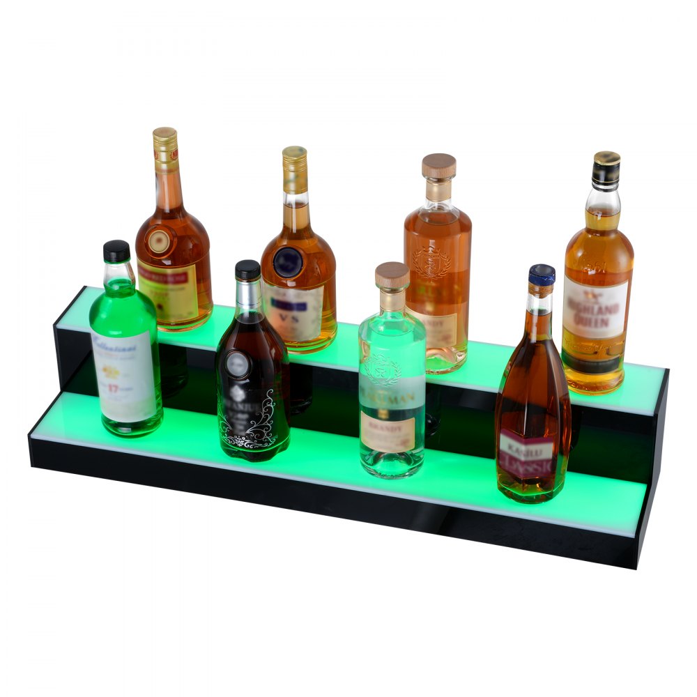 2 Layer 30 Inches - LED Illuminated Double Shelf for 16 Bottles