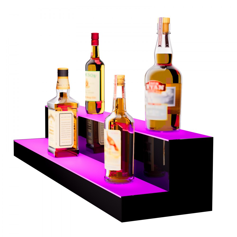 2 Layer 30 Inches - LED Illuminated Double Shelf for 16 Bottles