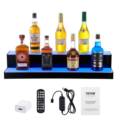 2 Layer 30 Inches - LED Illuminated Double Shelf for 16 Bottles