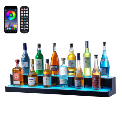 2 Layer 40 Inches - Premium 40-Inch LED Liquor Display Shelf with Remote Control