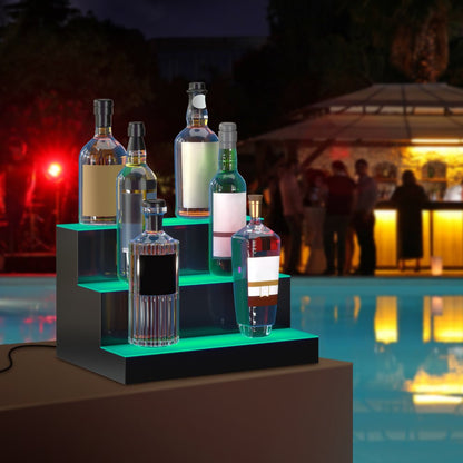 3 Layer 16 Inches - LED Liquor Bottle Display for Home Bars, Holds 12 Bottles
