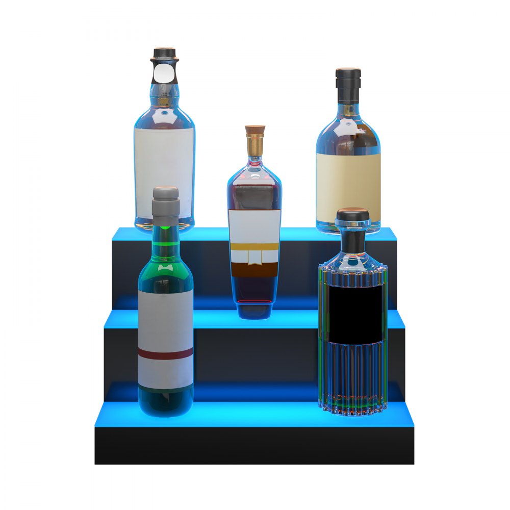 3 Layer 16 Inches - LED Liquor Bottle Display for Home Bars, Holds 12 Bottles