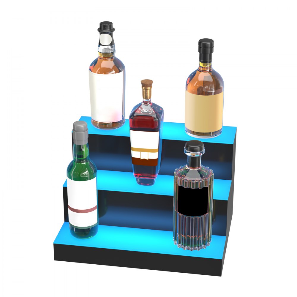 3 Layer 16 Inches - LED Liquor Bottle Display for Home Bars, Holds 12 Bottles