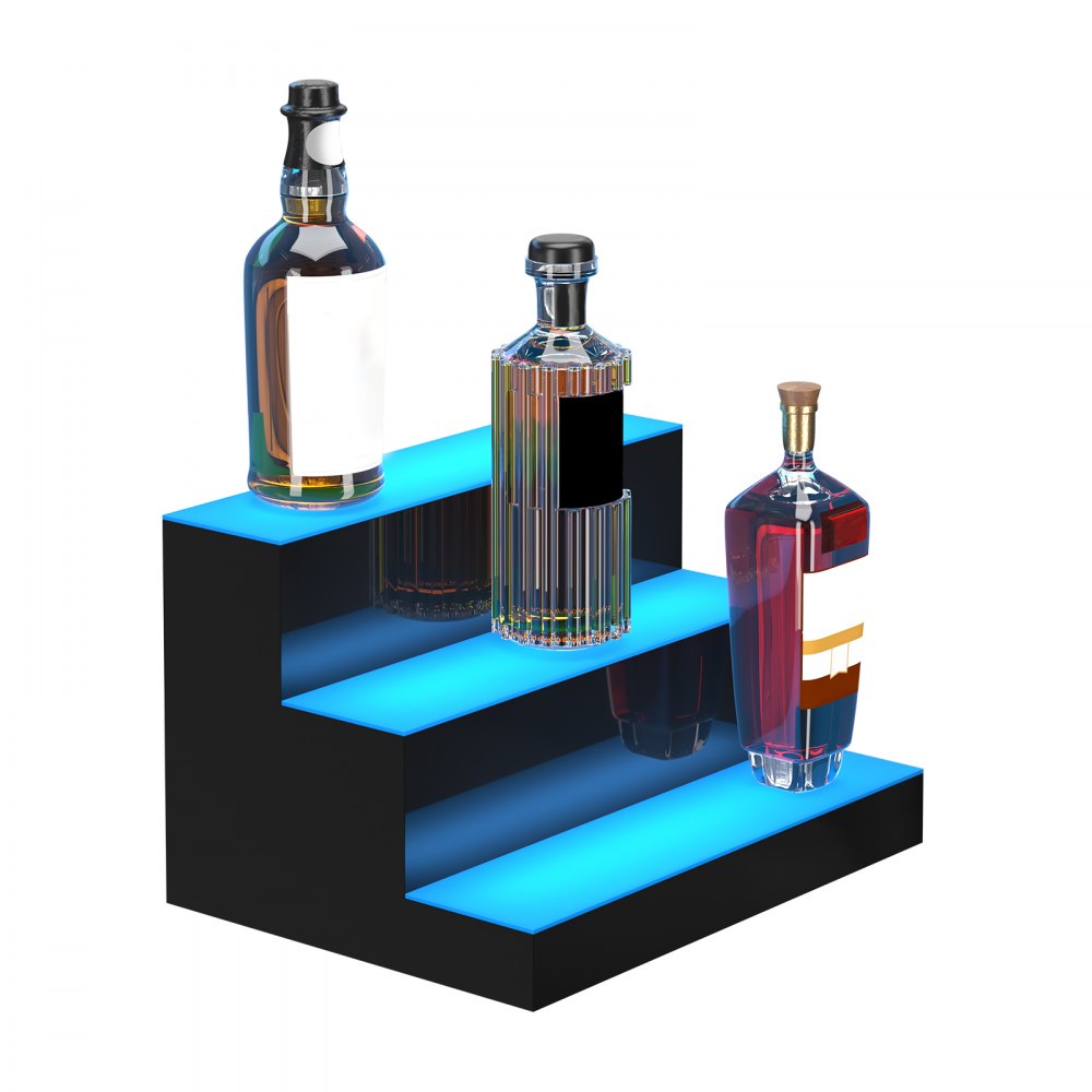 3 Layer 16 Inches - LED Liquor Bottle Display for Home Bars, Holds 12 Bottles