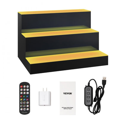 3 Layer 16 Inches - LED Liquor Bottle Display for Home Bars, Holds 12 Bottles