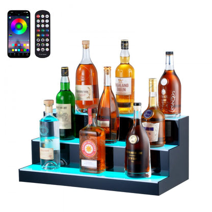 3 Layer 24 Inches - LED Acrylic 3-Tier Liquor Display Shelf for 18 Bottles