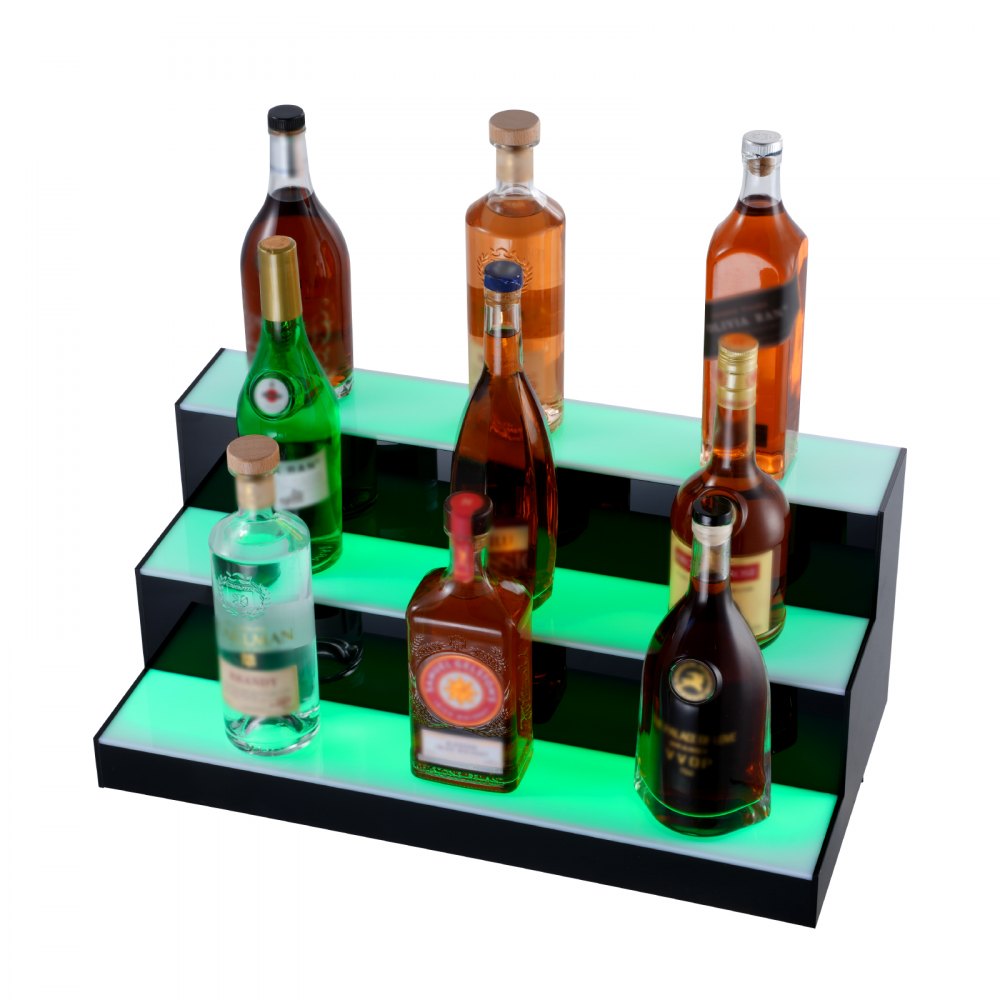 3 Layer 24 Inches - LED Acrylic 3-Tier Liquor Display Shelf for 18 Bottles