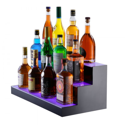 3 Layer 24 Inches - LED Acrylic 3-Tier Liquor Display Shelf for 18 Bottles