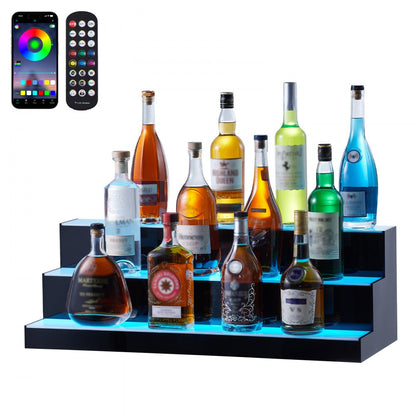 3 Layers 30 Inches - LED Acrylic Liquor Shelf with Remote & App Control