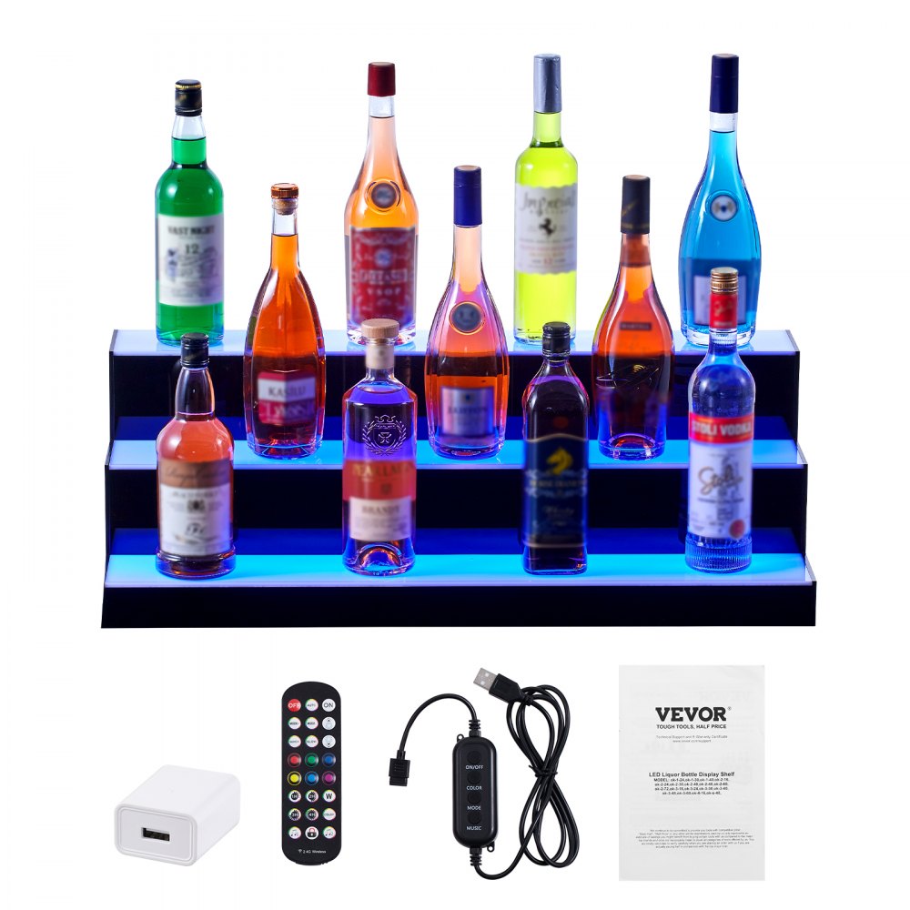 3 Layers 30 Inches - LED Acrylic Liquor Shelf with Remote & App Control