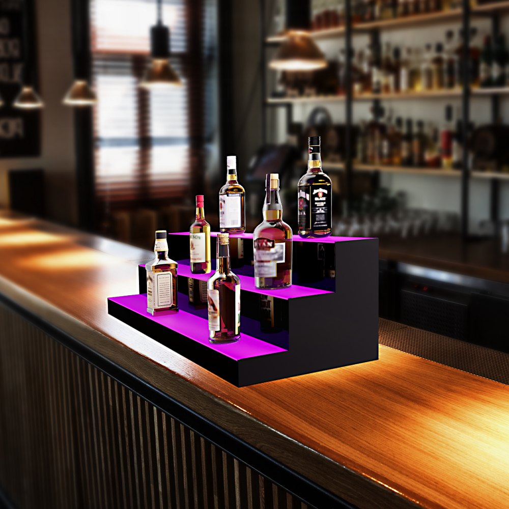 3 Layer 40 Inches - LED Illuminated Liquor Bottle Display with Remote Control