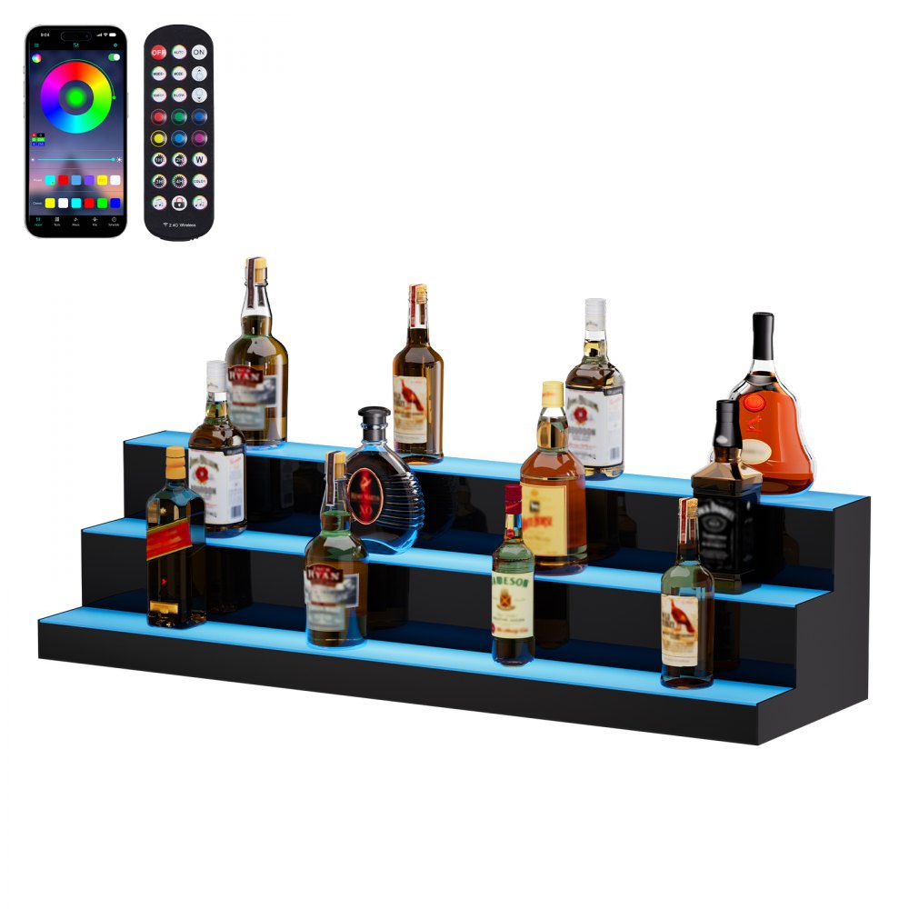 3 Layer 40 Inches - LED Illuminated Liquor Bottle Display with Remote Control