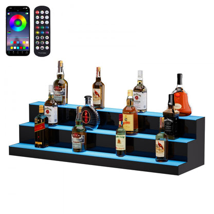 3 Layer 40 Inches - LED Illuminated Liquor Bottle Display with Remote Control
