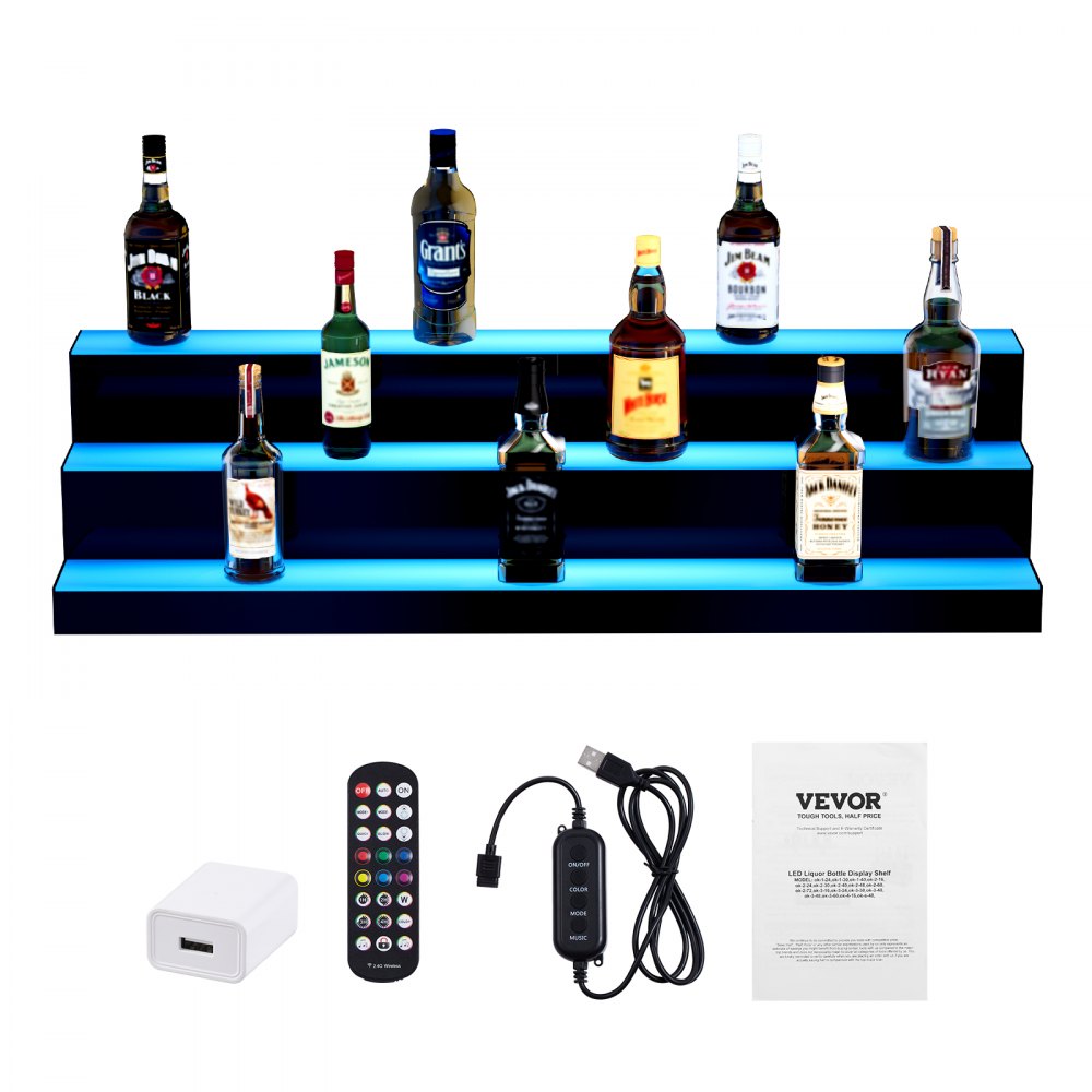 3 Layer 40 Inches - LED Illuminated Liquor Bottle Display with Remote Control