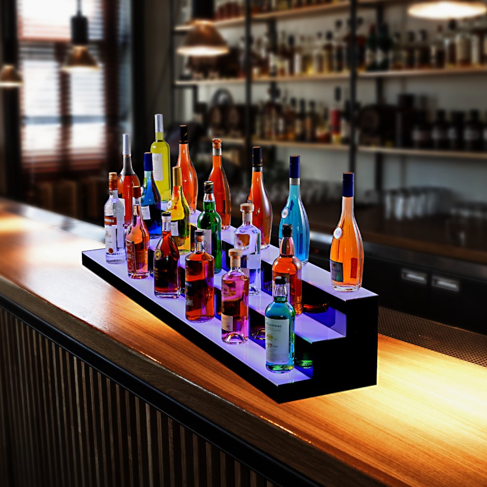 3 Layer 60 Inches - LED Color-Changing Liquor Display Shelf for Home Bars