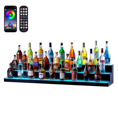 3 Layer 60 Inches - LED Color-Changing Liquor Display Shelf for Home Bars