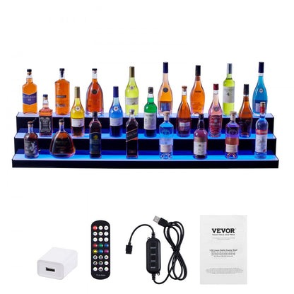3 Layer 60 Inches - LED Color-Changing Liquor Display Shelf for Home Bars