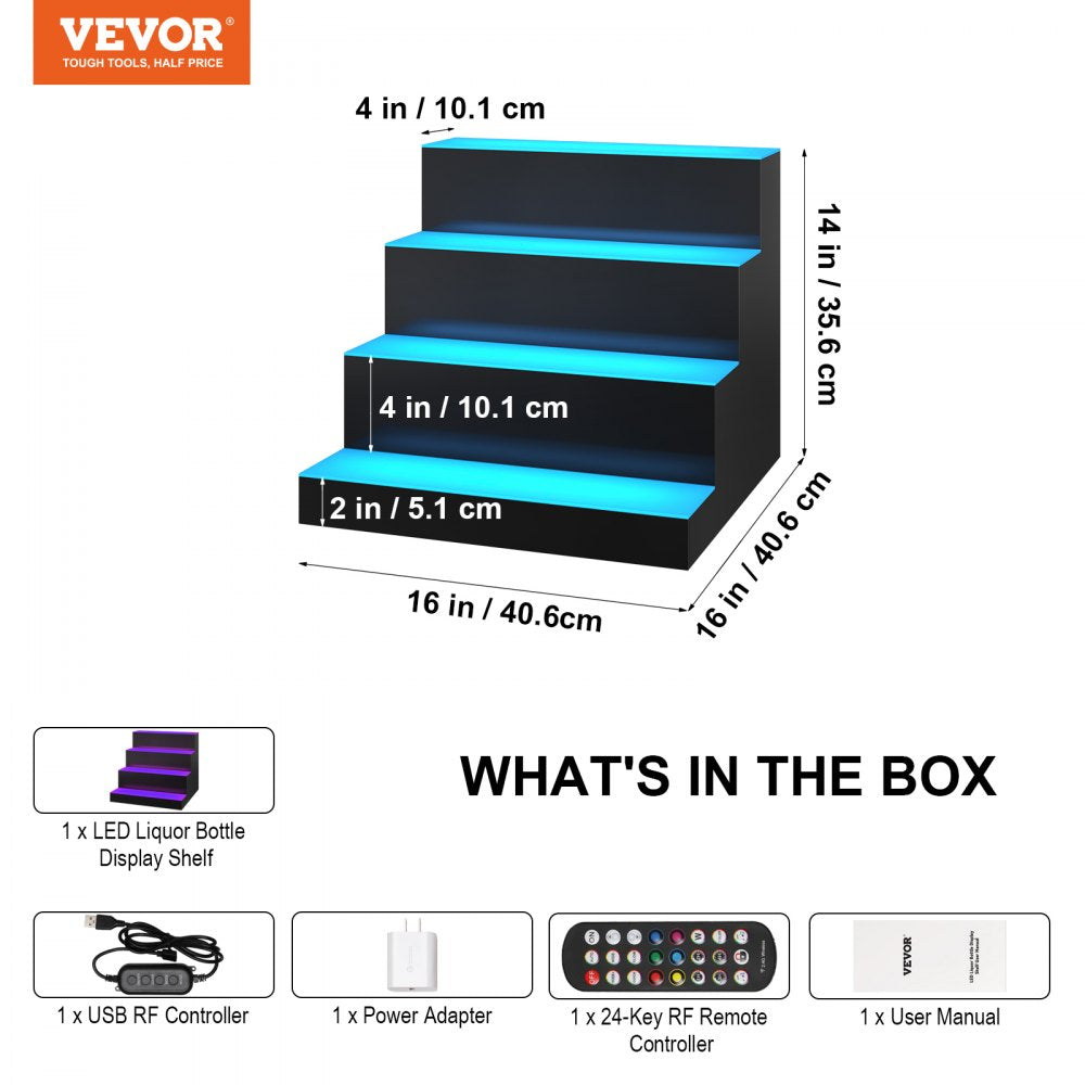 4 Layer 16 Inches - 16" LED Bar Shelf with RF & App Control