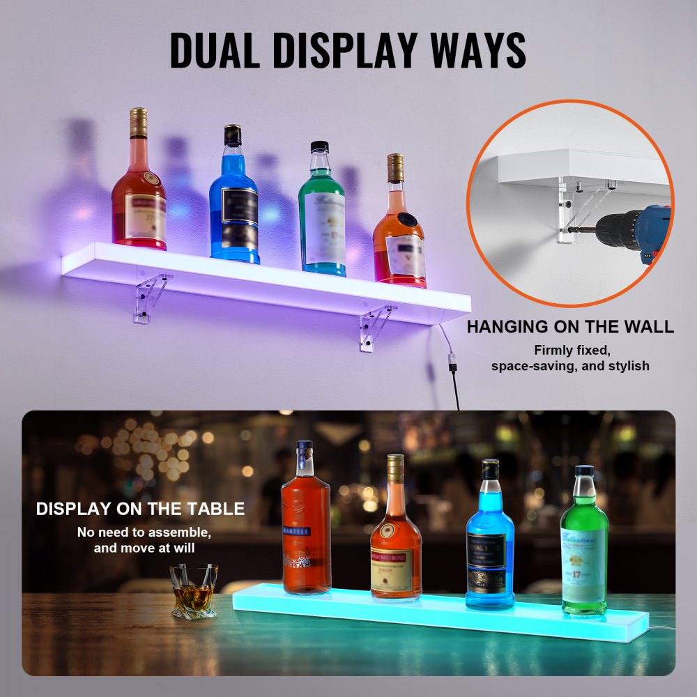ok-1-30 - 30" LED Lighted Liquor Display Shelf with App Control