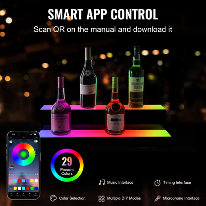 ok-2-24 - 24" LED Bottle Display Shelf with App & Remote Control