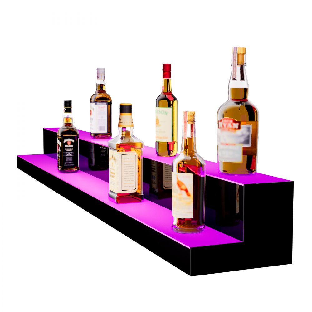 ok-2-60 - 60" LED Liquor Bottle Shelf with Remote & App Control