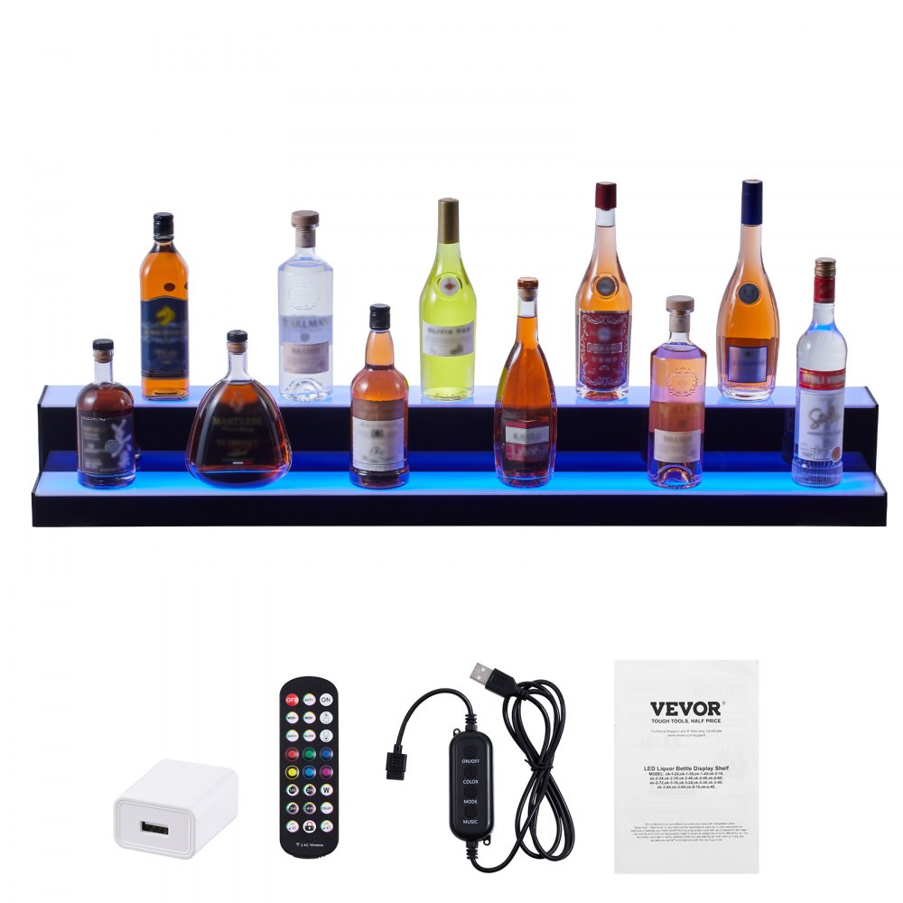 ok-2-48 - 48" LED Liquor Bottle Display Shelf with RF/App Control